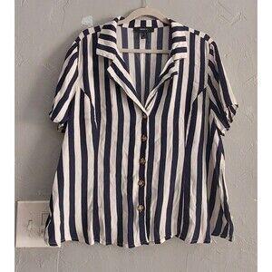 Forever 21 Women’s Button-Front Striped Rayon Blouse – Size 2X (Runs Small)